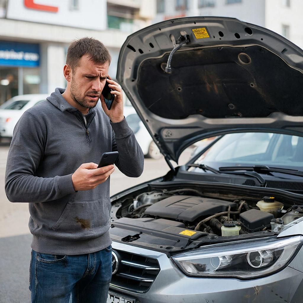 Водитель звонит на станцию технического обслуживания