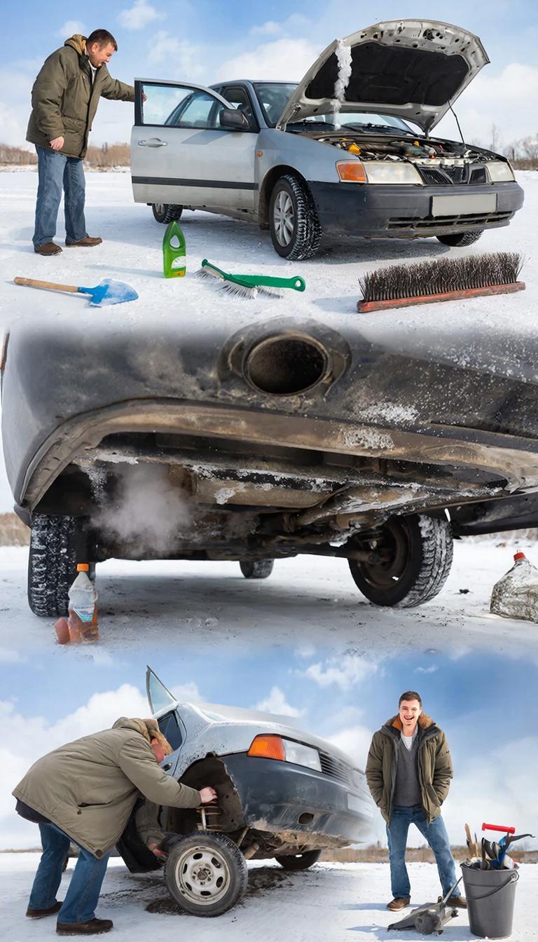 Коллаж на тему весенней подготовки автомобиля