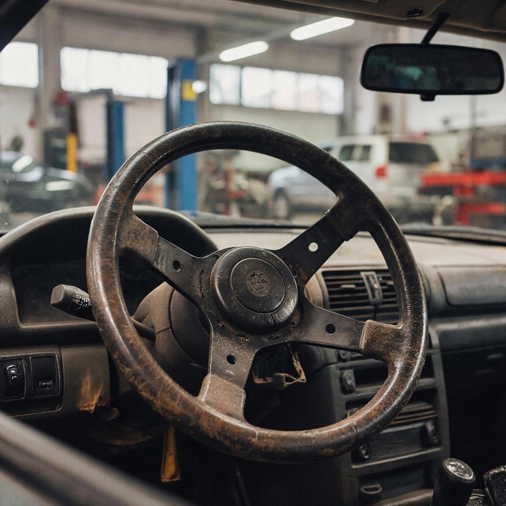 Изображение старой машины, которой надо делать ремонт рулевой системы